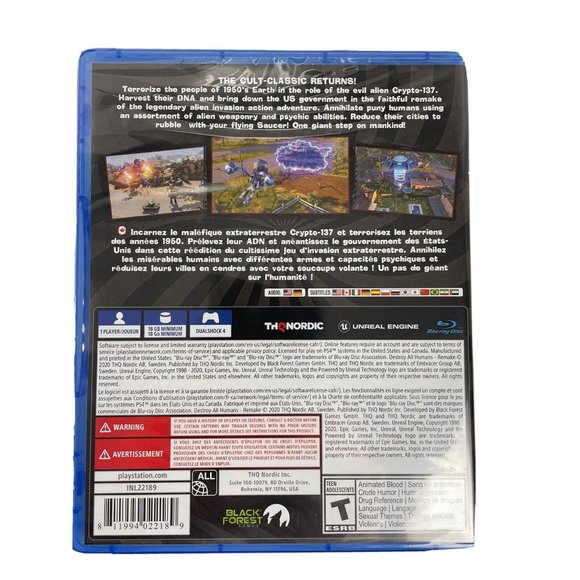 Destroy All Humans! - Sony PlayStation 4 PS4 Black Forest Game T Teen - Picture 3 of 3